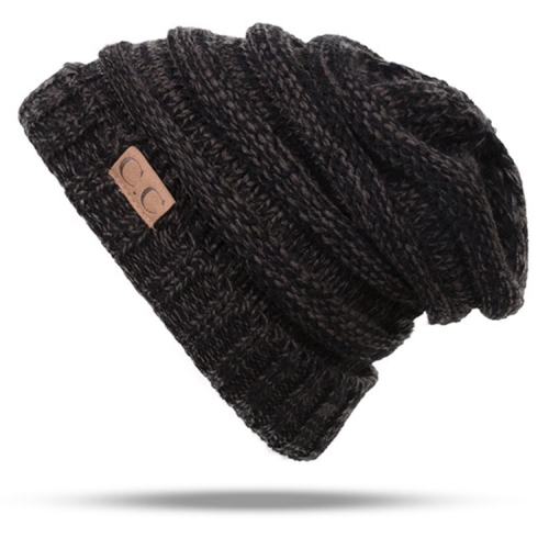 Cappello a maglia conciso con cappelli di lana tinta unita lettera CC (caffè)