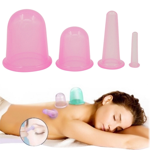 4 en 1 tazas de ahuecamiento del silicón del vacío del masaje del cuerpo del cuidado de la salud, entrega al azar del color