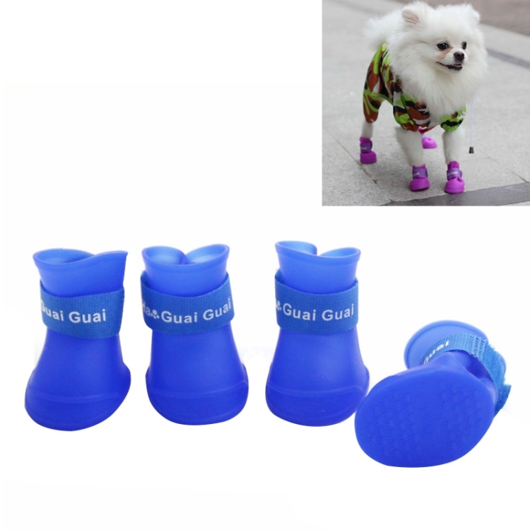 

Lovely Pet Dog Shoes Puppy Candy Color Rubber Boots Waterproof Rain Shoes, L, Size: 5.7 x 4.7cm(Blue)