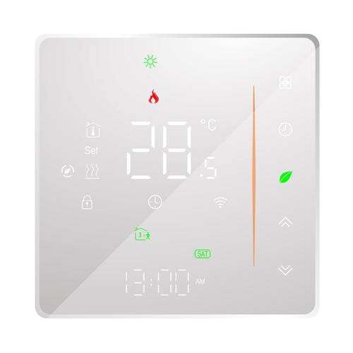 

BHT-006GBLW 95-240V AC 16A Smart Home Heating Thermostat for EU Box, Control Electric Heating with Only Internal Sensor & External Sensor & WiFi Connection (White)