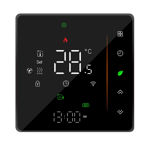 BHT-006GCLW 95-240V AC 5A Smart Home Heating Thermostat for EU Box, Control Boiler Heating with Only Internal Sensor, WiFi (Black)