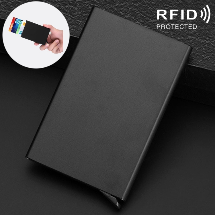 

Antimagnetic Stainless Steel PU Business Card Holder Credit Card Case, Size: 10*6.2*0.8cm(Black)
