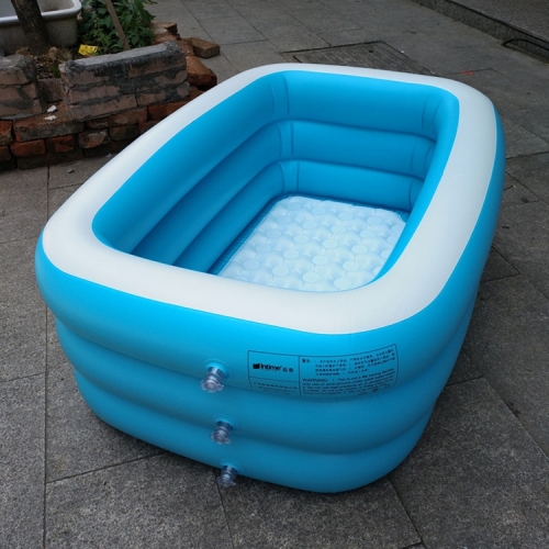 

Household Children 1.3m Three Layers Blue and White Rectangular Printing Inflatable Swimming Pool, Size: 130*90*48cm
