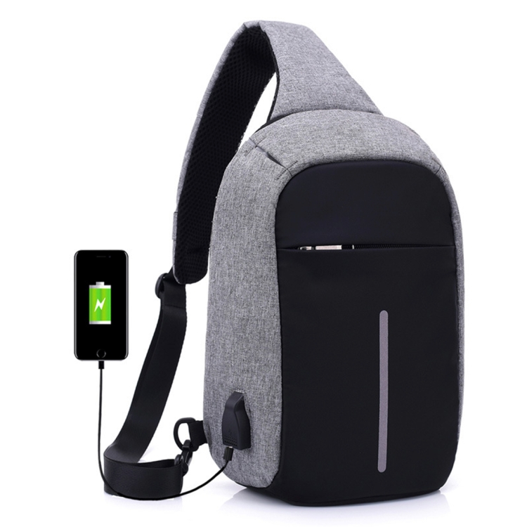 

Multi-Function Portable Casual Chest Bag Outdoor Sports Anti-theft Shoulder Bag with External USB Charging Interface for Men / Women (Grey)
