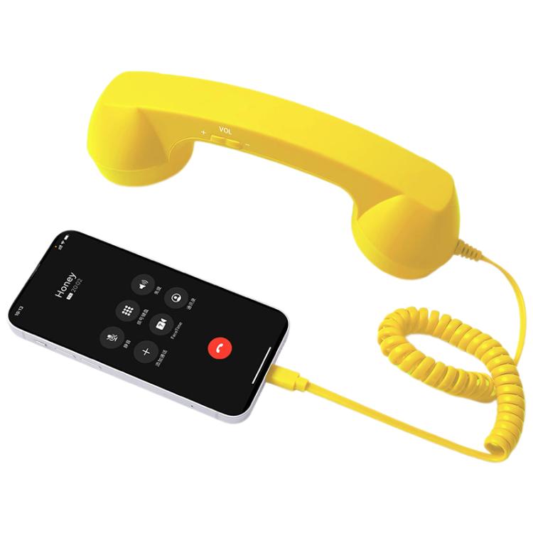 Type-C Plug Mic Retro Telephone Anti-radiation Cell Phone Handset Receiver (Yellow)