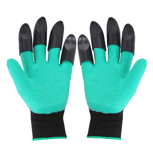 

A Pair Latex Gloves with Claws ABS Plastic Gloves for Digging and Planting(Green)