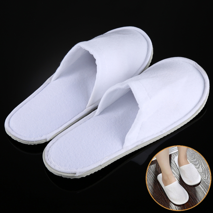 

10 Pairs Hotel Supplies Portable Disposable Travel Slippers, Length: 26cm(White)