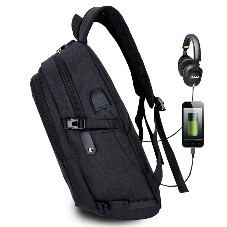

Multi-Function Large Capacity Travel Casual Backpack Laptop Computer Bag with External USB Charging Interface & Headphone Jack & Anti-theft Lock for Men(Black)