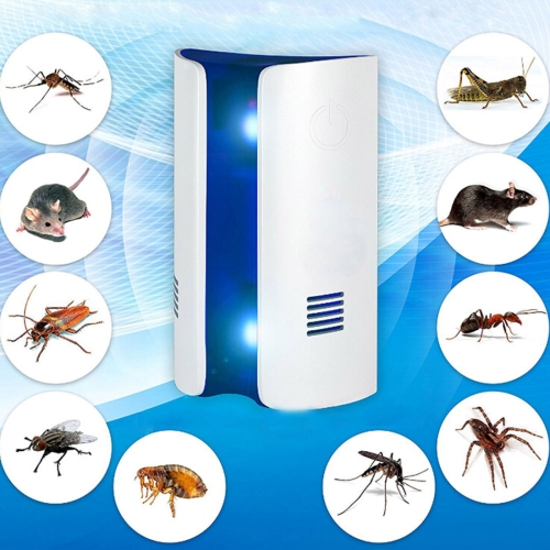 

Electromagnetic Wave Frequency-conversion Double Waves Multi-function Mosquito Repellent Ultrasonic Pest Repeller(White)