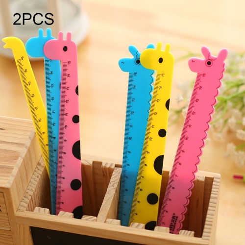 

2 PCS Creative Stationery Cartoon Cute Giraffe Office School Student Measuring Tools Stationery Ruler, Random Color Delivery