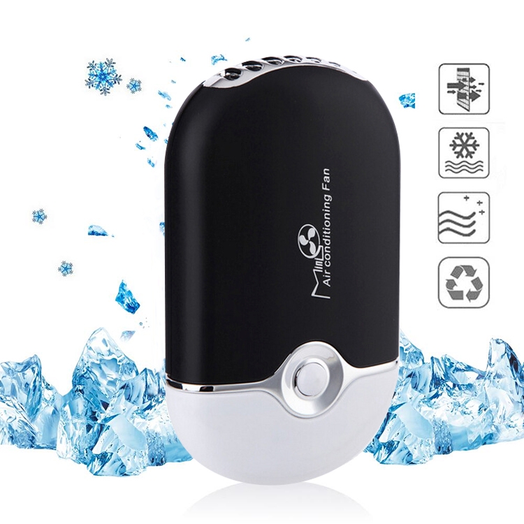 

Portable Mini USB Charging Air Conditioner Refrigerating Handheld Small Fan (Black)