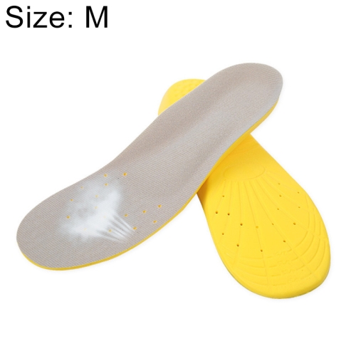 1 paire PU respirant doux sport semelle intérieure absorbant les chocs  coussinet de pied absorbant la sueur insert de chaussure élastique, taille:  M (6-9 verges) (jaune)