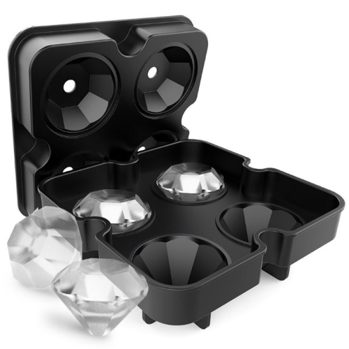 

New 4 Cavity Diamond Shape 3D Ice Cube Mold Maker Bar Party Silicone Trays Chocolate Mold Kitchen Tool