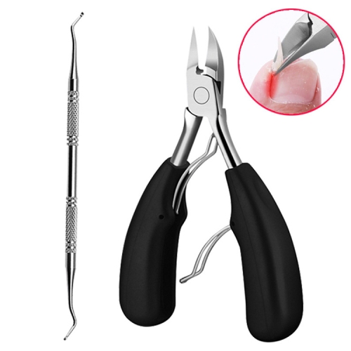 

2 in 1 Nail Clipper for Paronychia Stainless Steel Olecranon Nail Nipper & Ingrown Nail Lifter(Black)