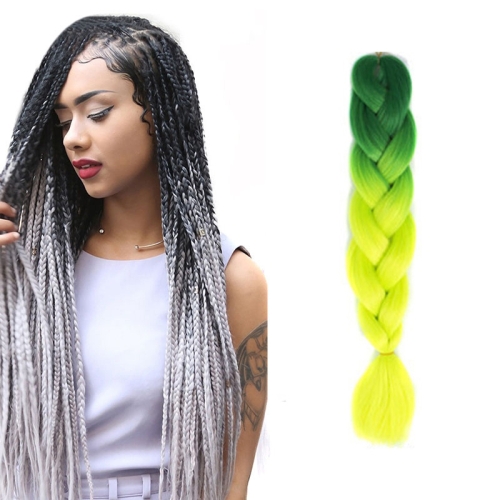 Fashion Color Gradient Individual Braid Wigs Chemical Fiber Big Braids,  Length: 60cm(19 Dark Green+Yellow Green), ZA