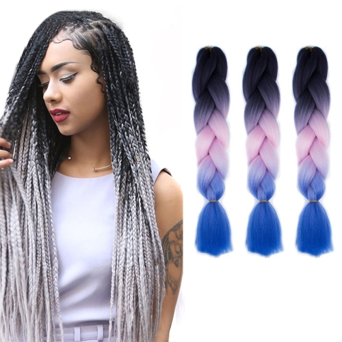 Fashion Color Gradient Individual Braid Wigs Chemical Fiber Big