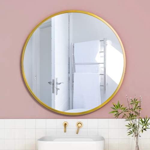 24 Inch Wall Mounted Round Metal Frame, 24 Inch Round Mirror With Gold Frame