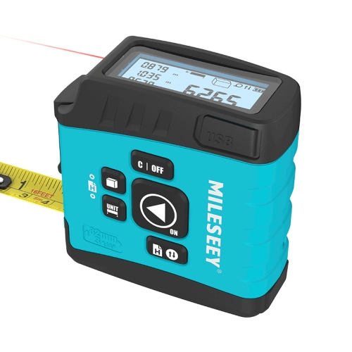 Télémètre laser numérique Mileseey et ruban à mesurer laser 2 en 1 avec  écran LCD Bande laser numérique M