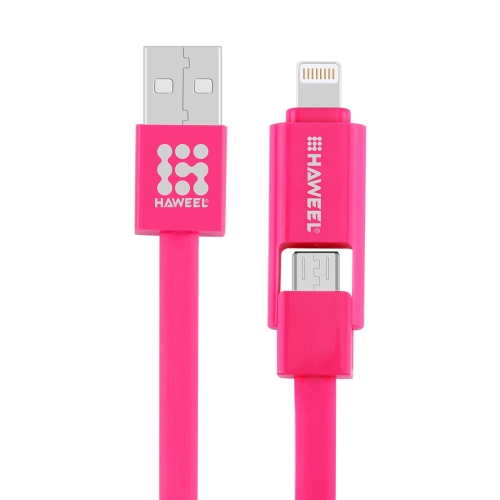 

HAWEEL 1m 2 in 1 Micro USB & 8 Pin to USB Data Sync Charge Cable(Magenta)