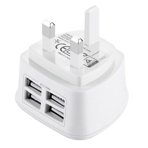

[UAE Warehouse] [BS Certificate] HAWEEL UK Plug 4 USB Ports Max 3.1A Travel Charger, Private Mold with Patent, For iPhone, iPad, Galaxy, Huawei, Xiaomi, LG, HTC and other Smart Phones