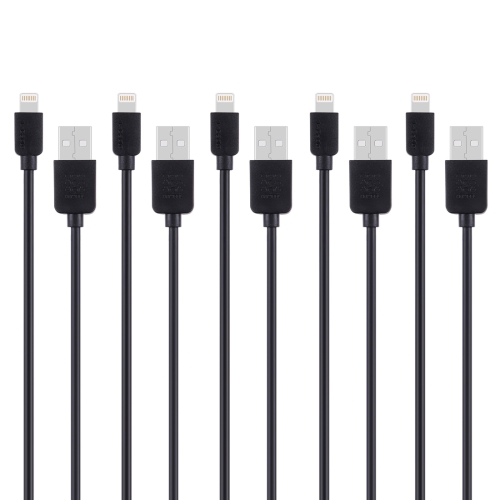 

5 PCS HAWEEL 1m High Speed 8 pin to USB Sync and Charging Cable Kit for iPhone, iPad(Black)