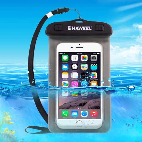 

HAWEEL Transparent Universal Waterproof Bag with Lanyard for iPhone, Galaxy, Huawei, Xiaomi, LG, HTC and Other Smart Phones(Black)