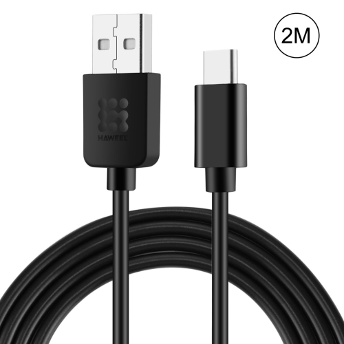 HAWEEL 2m USB-C / Type-C to USB 2.0 Data & Charging Cable(Black)