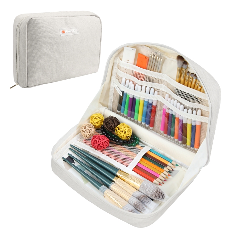 

HAWEEL Large-capacity Pencil Case Storage Organizer Canvas Cosmetic Bag (Grey)