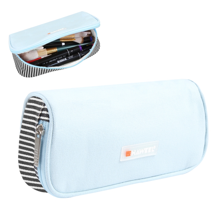 

HAWEEL Pencil Case Cosmetic Storage Organizer Canvas Glasses Bag (Light Blue)