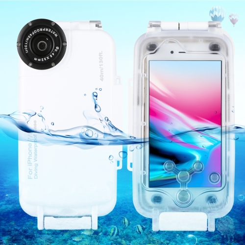 

HAWEEL 40m/130ft Diving Case for iPhone 7 & 8, Photo Video Taking Underwater Housing Cover(White)