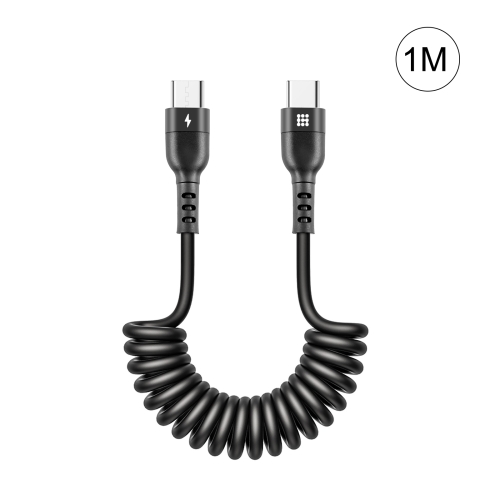 

HAWEEL 1m 5A USB-C / Type-C to USB-C / Type-C Retractable Coiled PD Fast Charging Cable