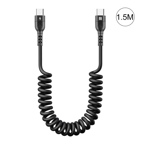 

HAWEEL 1.5m 5A USB-C / Type-C to USB-C / Type-C Retractable Coiled PD Fast Charging Cable