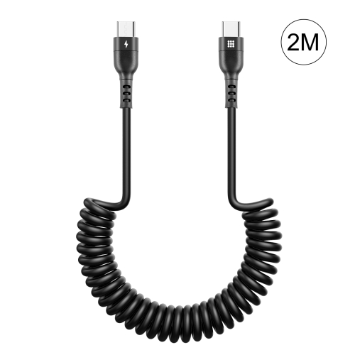

HAWEEL 2m 5A USB-C / Type-C to USB-C / Type-C Retractable Coiled PD Fast Charging Cable