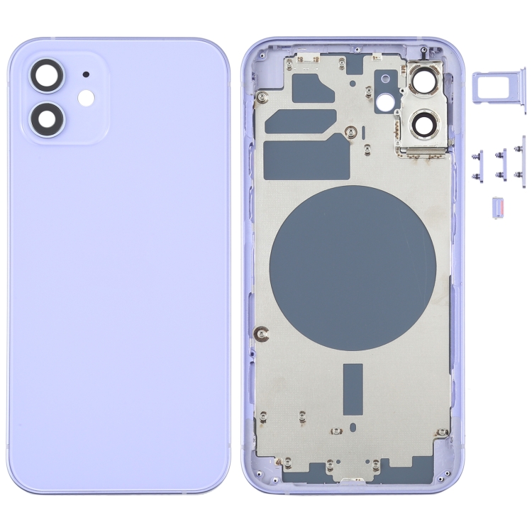 

Back Housing Cover with SIM Card Tray & Side Keys & Camera Lens for iPhone 12(Purple)