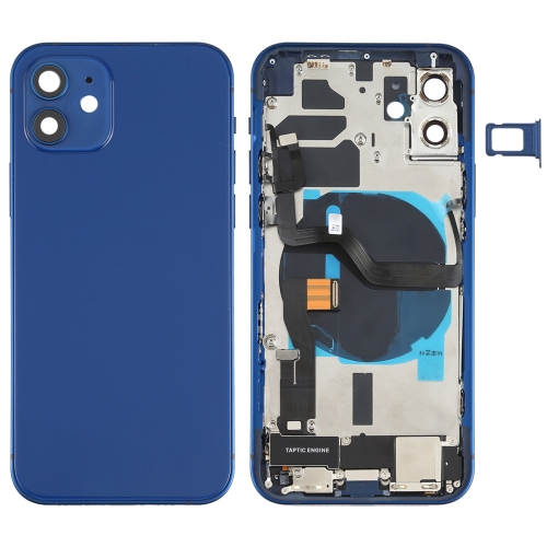 

Battery Back Cover Assembly (with Side Keys & Loud Speaker & Motor & Camera Lens & Card Tray & Power Button + Volume Button + Charging Port & Wireless Charging Module) for iPhone 12(Blue)