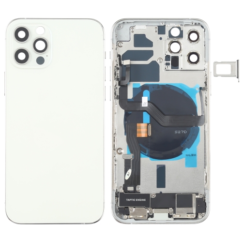 

Battery Back Cover Assembly (with Side Keys & Loud Speaker & Motor & Camera Lens & Card Tray & Power Button + Volume Button + Charging Port & Wireless Charging Module) for iPhone 12 Pro(White)