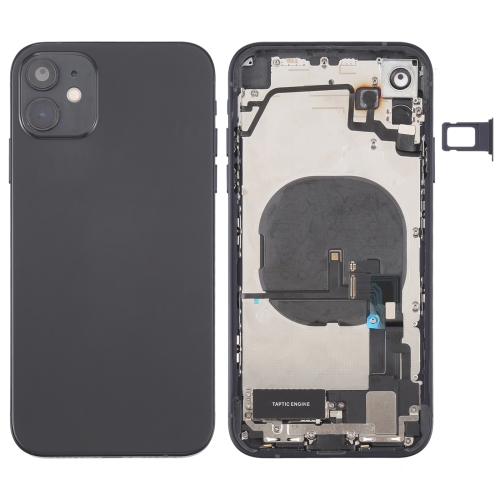 

Back Housing Cover with Appearance Imitation of iP12 for iPhone XR (with SIM Card Tray & Side Keys & Power + Volume Flex Cable & Wireless Charging Module & Charging Port Flex Cable & Vibrating Motor & Loudspeaker)(Black)