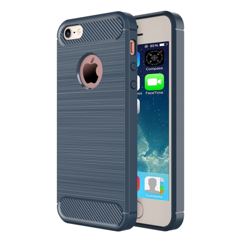 

For iPhone SE & 5s & 5 Brushed Texture Fiber TPU Rugged Armor Protective Case(Dark Blue)