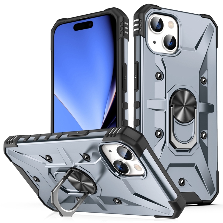 

For iPhone 15 Ring Holder Phone Case (Grey)