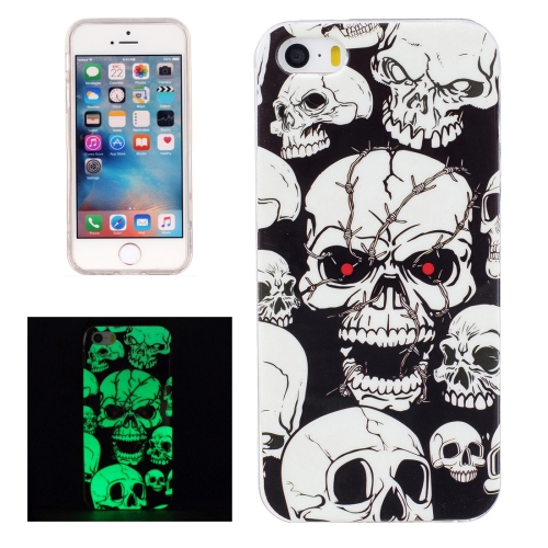 

For iPhone 5 & 5s & SE Noctilucent Red Eye Ghost Pattern IMD Workmanship Soft TPU Back Cover Case