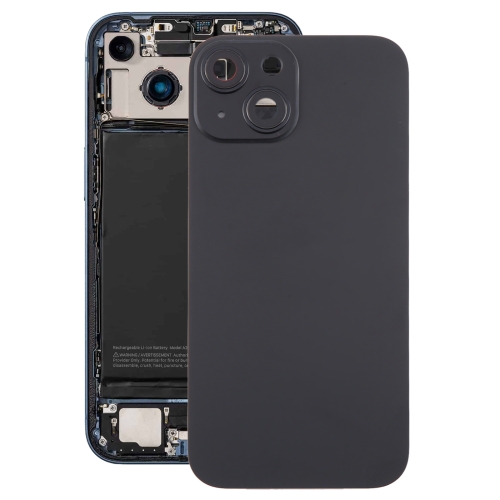 For iPhone 15 Plus Glass Battery Back Cover with Camera Lens Cover(Black)