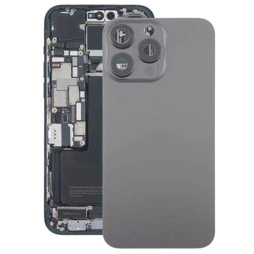 

For iPhone 15 Pro Max Glass Battery Back Cover with Camera Lens Cover(Black)