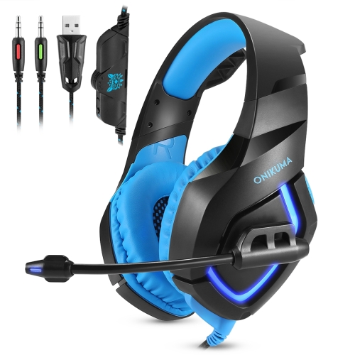 

ONIKUMA K1B 3.5mm Plug Stereo USB LED Light Headphone with Microphone, For PS4, Smartphone, Tablet, PC, Notebook(Blue)