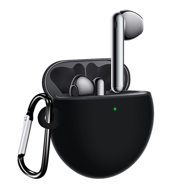 

For Huawei Freebuds 4 Full Coverage Waterproof Silicone Wireless Earphone Protective Case with Hook Up (Black)
