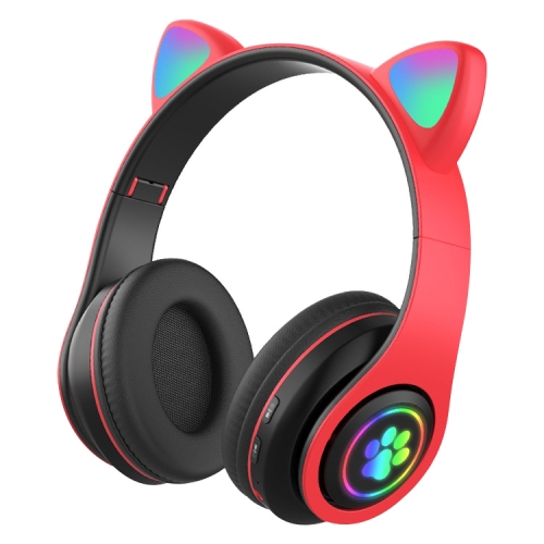 

B39 Cat Ear Design LED Gradient Light Wireless Bluetooth Headset(Red)