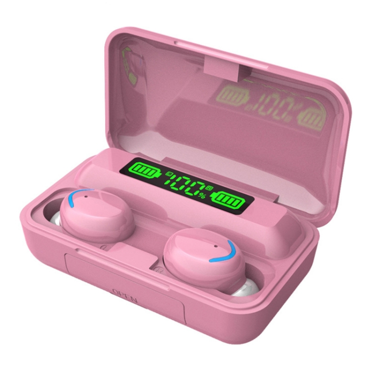 

F9-5C Macaron Series LED Light + Digital Display Noise Reduction Bluetooth Earphone(Pink)