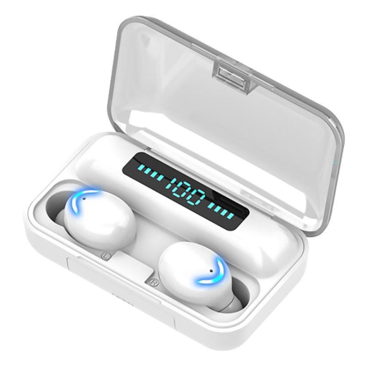 

F9-5C Four-bar Breathing Light + Digital Display Noise Reduction Bluetooth Earphone(White)