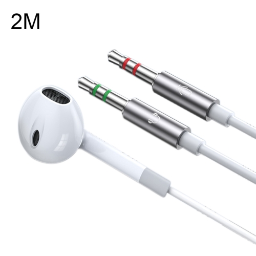 

Langsdom V6 3.5mm Dual Plug Wired In-Ear Earphone with Microphone, Length: 2m (White)