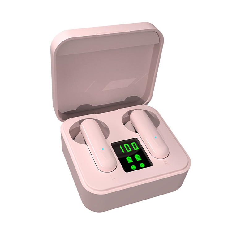 

ETE-16 TWS Semi-In-Ear Digital Display Sports Bluetooth Earphones (Pink)