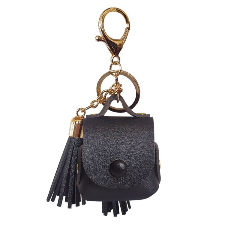 

Leather Tassels Earphones Shockproof Protective Case for Apple AirPods 1/2(Black)